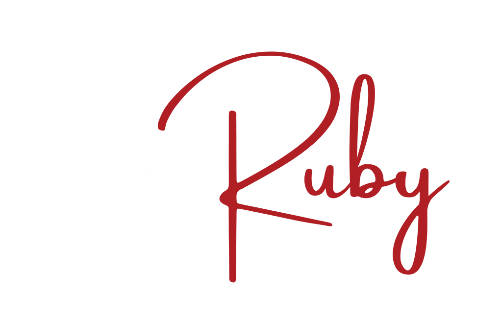 The Hotel Ruby logo in white and red.