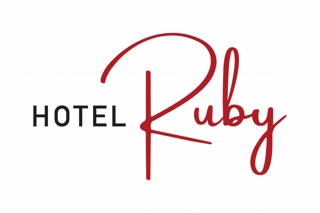 The Hotel Ruby logo in black and red.